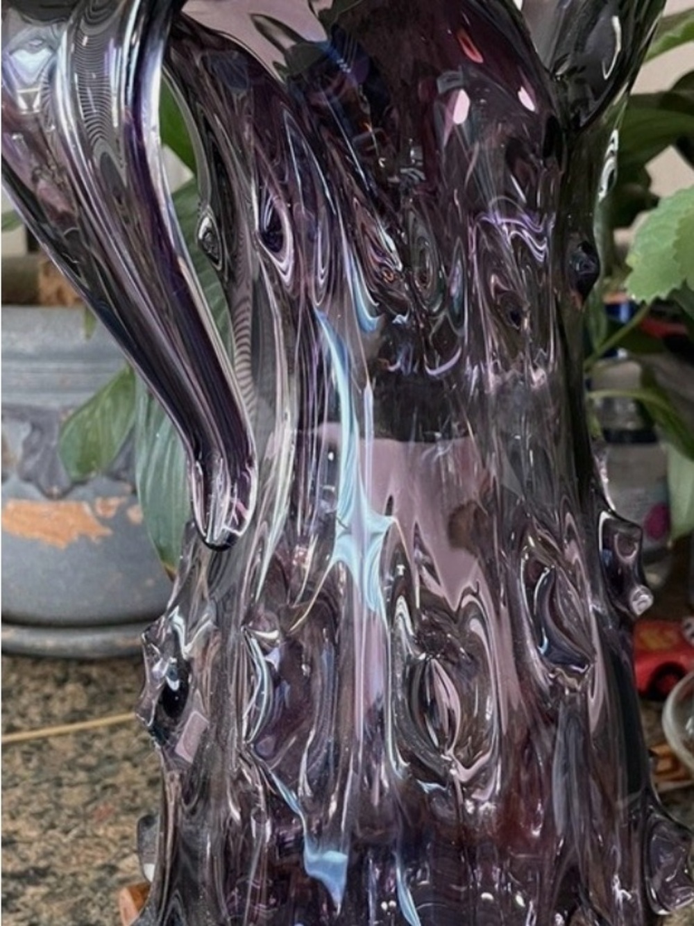 Hand-Blown Sculptural Vase in Amethyst Purple - Home Accents